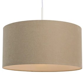 Rustikálne závesné svietidlo biele s svetlohnedým tienidlom 50 cm - Combi