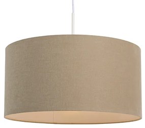 Vidiecka závesná lampa biela so svetlohnedým tienidlom 50cm - Combi