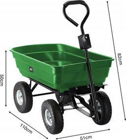 CH Zelený záhradný vyklápací vozík Fury - 75l