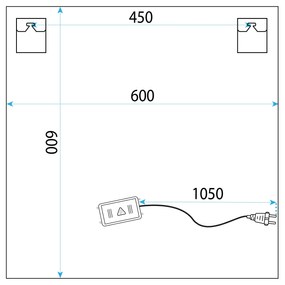 Tutumi Rea, štvorcové LED zrkadlo 60x60 s okrúhlym LED podsvietením YH-BL-12, HOM-01513