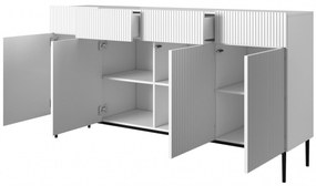 Komoda Nicole 200 cm so 4 zásuvkami - biely mat / čierna