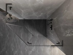 Mexen Lunar, L pravý výklopný päťuholníkový sprchový kút 90 x 80 cm, 8mm číre sklo, grafitový profil, 831L-090P-080L-95-00-P