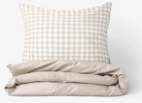 Goldea bavlnené posteľné obliečky duo - kocky s latte 140 x 220 a 70 x 90 cm