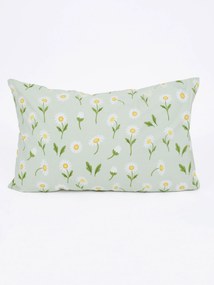 Bavlnená obliečka na vankúš Renforcé 40 × 60 cm - Sedmokrásky sivozelené/biele