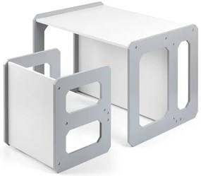 Detský stôl Stella 3v1 sivý so stoličkou