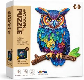 Drevené puzzle Sova s rámikom - 178 dielikov