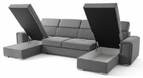 Rozkladacia sedacia súprava s univerzálnym rohom do U s úložným priestorom SALVADA tmavosivá
