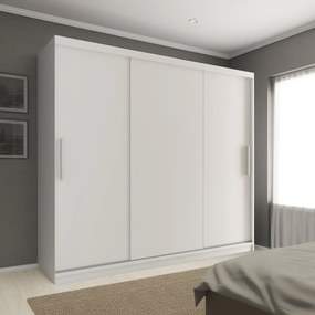 Šatníková skriňa 232 cm Belini biely mat s posuvnými dverami  SI SZP4/2/1W/3W/0/AL