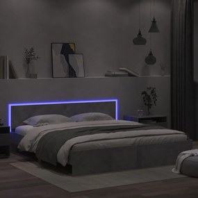 Posteľný rám s čelom a LED betónovo-sivý 200x200 cm 3207584