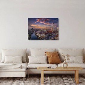Sklenený obraz - Západ slnka nad Berlínom (70x50 cm)