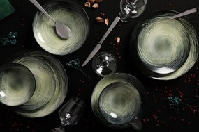 Porcelánová jedálenská súprava 24 ks Sat čierna/zelená
