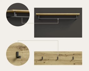 Predsieňová zostava Cano (5-dielna), šedá/dub artisan