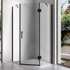 BPS-koupelny Päťuholníkový sprchovací kút KZ10A 80x80 BL čierna/transparent - bez vaničky