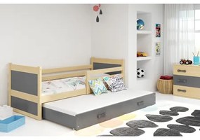Detská posteľ s výsuvnou posteľou RICO 190x80 cm Šedá Borovica