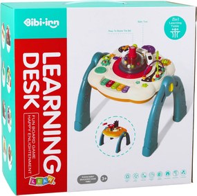LEAN Toys Edukačný interaktívny stôl so stavebnou plochou 2v1 modrý