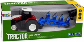 LEAN Toys Poľnohospodársky traktor s viacradovým pluhom, diaľkovo ovládaný RC, červený, mierka 1:24