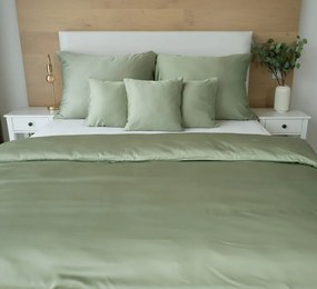 Kvalitná luxusná posteľná bielizeň - Luna svetlozelený bambusový satén 1x 140/200, 1x 70/90