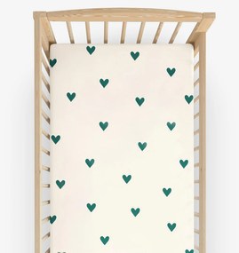 Goldea bavlnená napínacia plachta do detské postieľky - srdiečka na slonovej kosti 60 x 120 cm