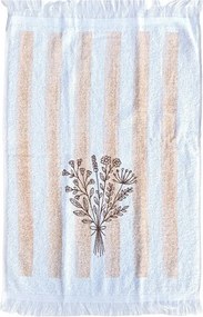 Pruhovaný kuchynský froté uterák s motívom kvietky - 40*66 cm