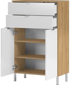 Biela skrinka s dubovým dekorom Germania Mauresaa, výška 97 cm