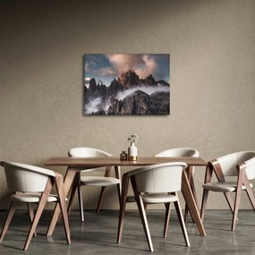 Obraz - Talianske dolomity schované v hmle (70x50 cm)