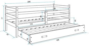 Detská posteľ s výsuvnou posteľou ERYK 200x90 cm Biela Ružová