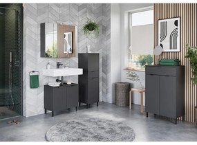 Antracitová vysoká kúpeľňová skrinka 60x97 cm Arcena – Germania