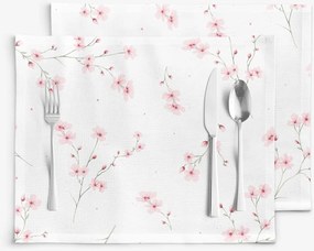 Goldea prestieranie na stôl 100% bavlnené plátno - kvitnúce sakury - sada 2ks 30 x 40 cm