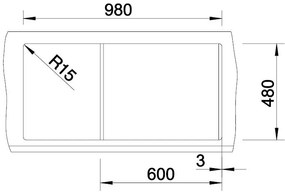 Blanco Metra XL 6 S, silgranitový drez 1000x500x190 mm, 1-komorový, sivá vulkán, BLA-527307