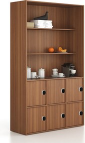 Kancelárska skriňa FRAME, 6x dvere, 2x polica, 1299 x 450 x 2162 mm, kódový zámok, orech