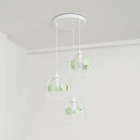 Detský luster na lanku STARS 3xE27/15W/230V zelená/biela