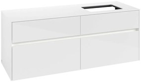 VILLEROY &amp; BOCH Collaro závesná skrinka pod umývadlo na dosku (umývadlo vpravo), 4 zásuvky, s LED osvetlením, 1400 x 500 x 548 mm, Glossy White, C118B0DH