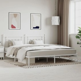 Kovový rám postele s čelom biely 200x200 cm 353593