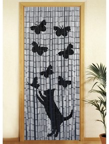 Čierno-sivý bambusový záves do dverí 200x90 cm Cat and Butterfly - Maximex