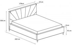 IRENA 140X200 ČALÚNENÁ MANŽELSKÁ POSTEĽ S ROŠTOM A ÚLOŽNÝM PRIESTOROM