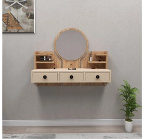 Toaletný stolík Makole (borovica atlantická + béžová) . Vlastná spoľahlivá doprava až k Vám domov. 1094113