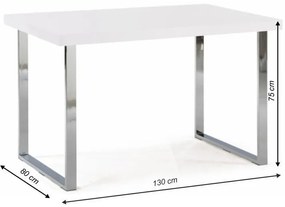 Kondela Jedálenský stôl, TALOS, biela HG + chróm