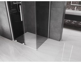 Mexen Velar, sprchový kút s posuvnými dverami 130 x 90 cm, 8mm šedé sklo, biela matná, 871-130-090-41-20