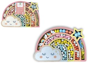 Drevené pastelové koráliky - Dúha, 180 ks