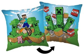 Jerry Fabrics Vankúš Minecraft Creeper rush, 40 x40 cm