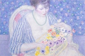 Obraz - Frederick Carl Frieseke,  The Basket of Flowers, reprodukcia (90x60 cm)