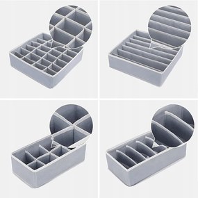 eCarla 2. akosť - Organizér na spodnú bielizeň, súprava 4ks, SPRINGOS - sivý