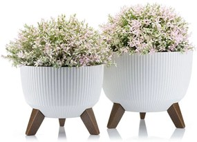 PLASTOVÝ KVETINÁČ ROSA LINEA ECO SADA 2KS 15X24,3 CM+18,3X29,2 CM BIELA