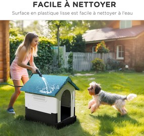 PawHut Exteriérový psí kennel pre malé a stredné psy - 64,5 x 57 x 66 cm - biela a modrá | Aosom