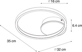 Moderné stropné svietidlo čierne s drevom vrátane LED s 3-stupňovým stmievaním - Alec