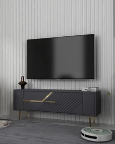 TV stolík/skrinka Retrotopic (antracit + zlatá). Akcia -19%. Vlastná spoľahlivá doprava až k Vám domov. 1127717
