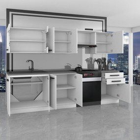 Kuchynská linka Belini Premium Full Version 240 cm šedý antracit Glamour Wood s pracovnou doskou  LILY