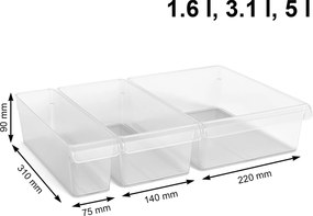2. akosť - Sada 3ks organizérov do chladničky, ROTHO LOFT FRIDGE, antibakteriálna 5l+3l+1,5l