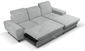 Rozkladacia rohová čalúnená sedacia súprava ALTA do tvaru L s úložným priestorom, pravé prevedenie, sivá