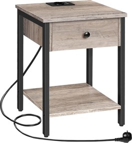 Nočný stolík Vasagle Ferira 40 cm s nabíjacou stanicou čierny/sivý